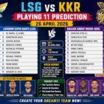 LSG vs KKR Playing 11 prediction 26 April 2026
