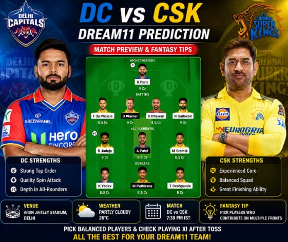 DC vs CSK Dream11 Prediction