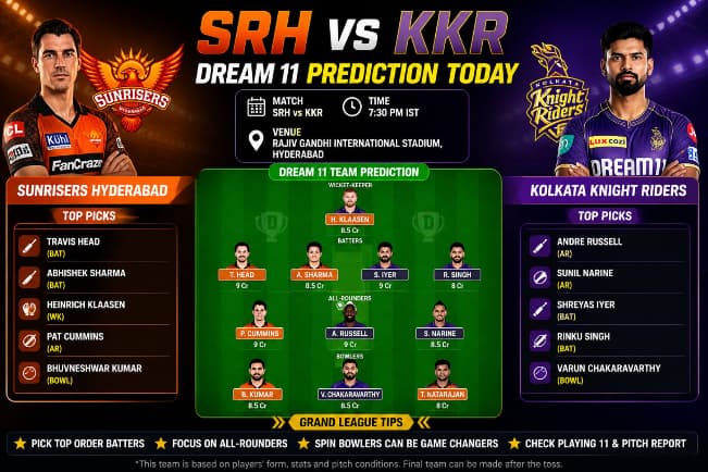 SRH vs KKR dream11 prediction today
