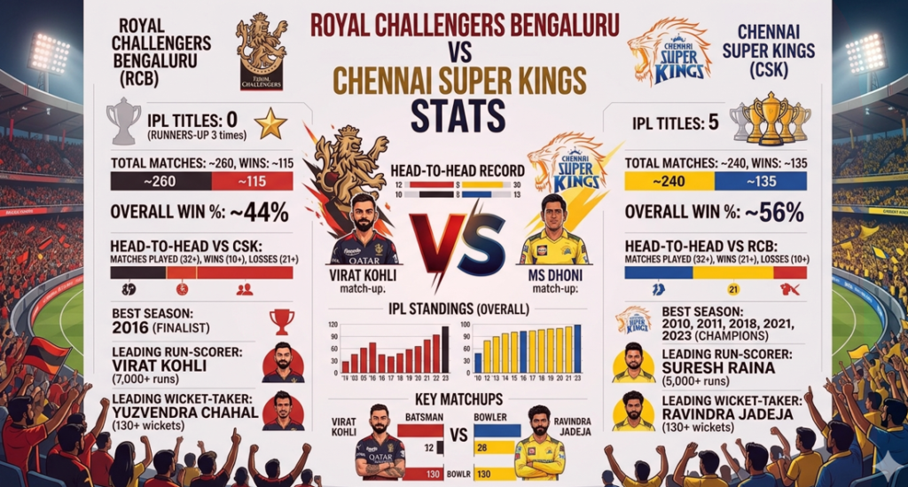Royal Challengers Bengaluru vs Chennai Super Kings Stats
