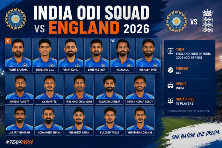 India ODI Squad vs England 2026