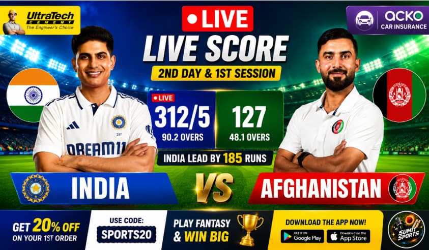 IND vs AFG live score today