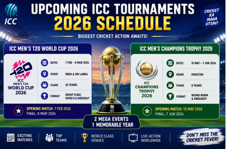 Upcoming ICC tournaments 2026 schedule