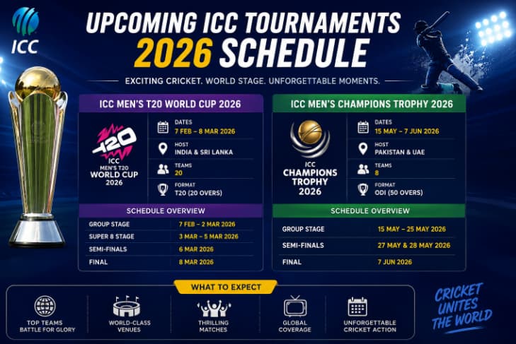 Upcoming ICC tournaments 2026 schedule