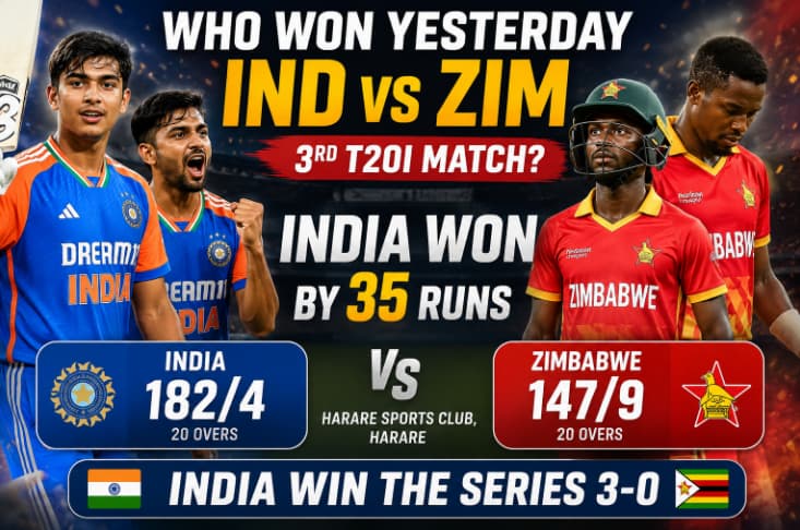 Who Won Yesterday IND vs ZIM 3rd T20I Match