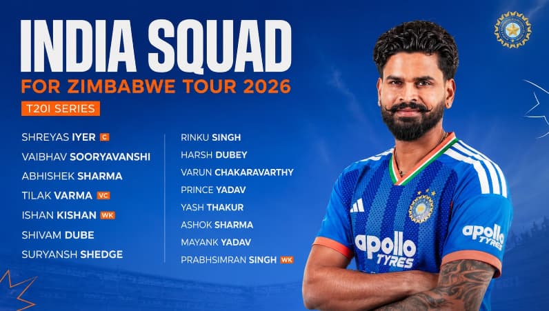India Squad for Zimbabwe Tour 2026