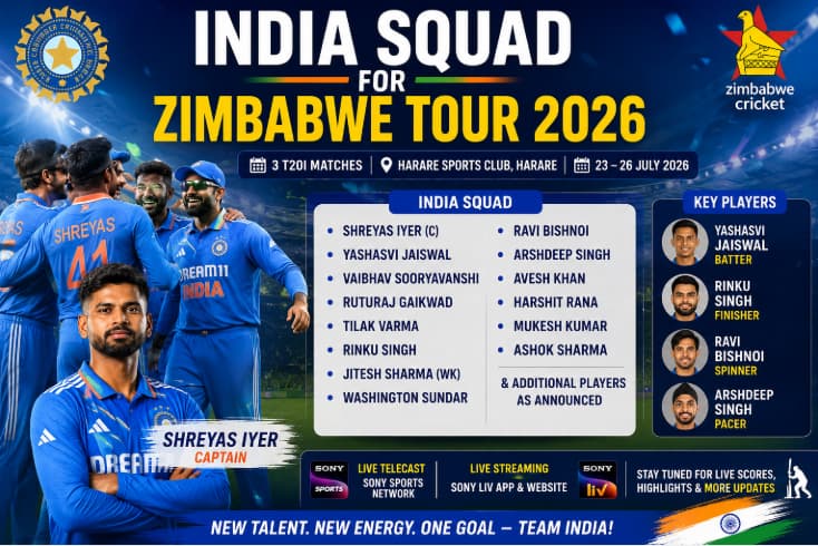 India Squad for Zimbabwe Tour 2026