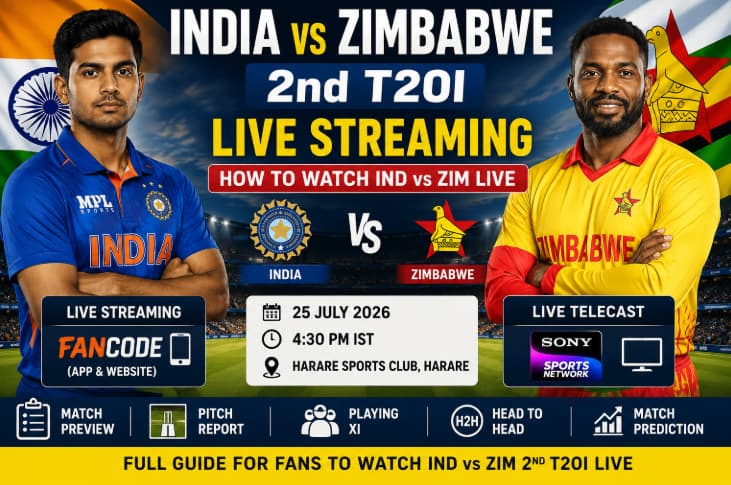 India vs Zimbabwe 2nd T20I Live Streaming