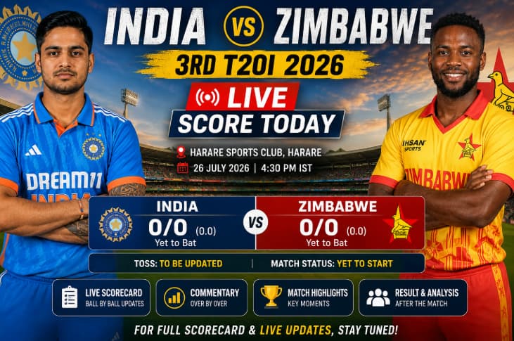 India vs Zimbabwe 3rd T20I Live Score Today