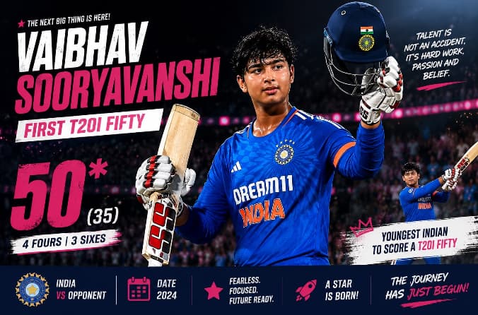 Vaibhav Sooryavanshi First T20I Fifty