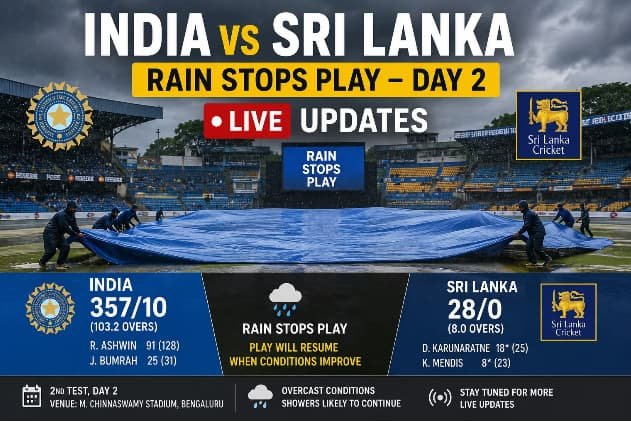 India vs Sri Lanka Rain Stops Play Day 2 Live Updates