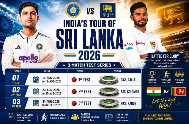 India vs Sri Lanka Test Series 2026 Schedule