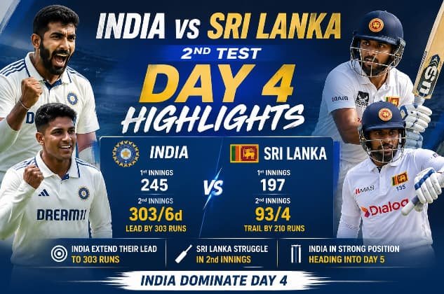 India vs Sri Lanka 2nd Test Day 4 Highlights Today