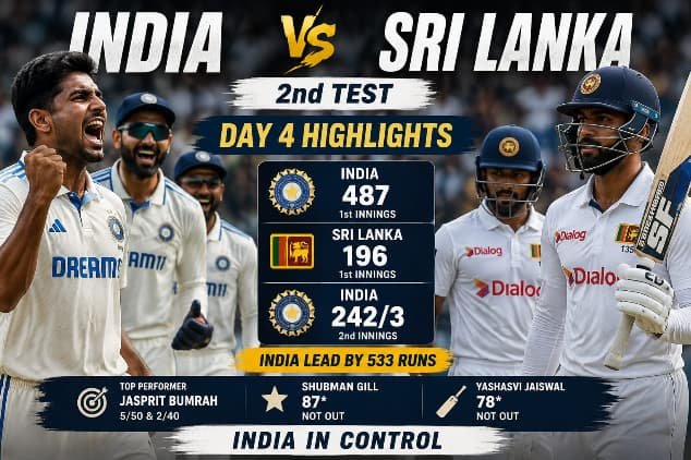 India vs Sri Lanka 2nd Test Day 4 Highlights Today