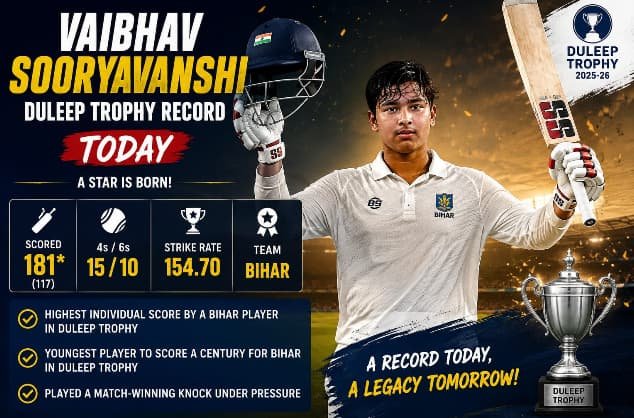Vaibhav Sooryavanshi Duleep Trophy Record Today