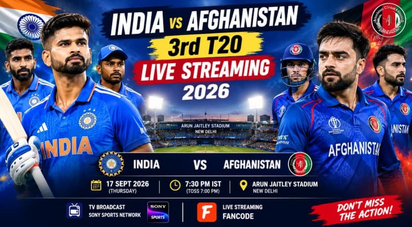 India vs Afghanistan 3rd T20 Live Streaming 2026