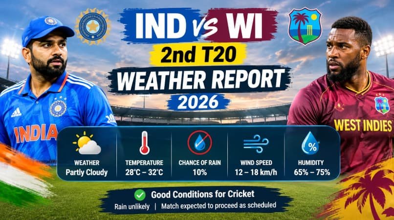 IND vs WI 2nd T20 Weather Report 2026
