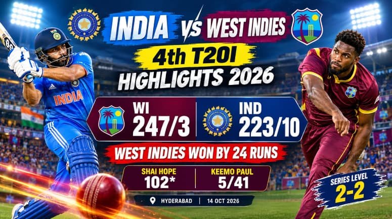 India vs West Indies 4th T20I Highlights 2026
