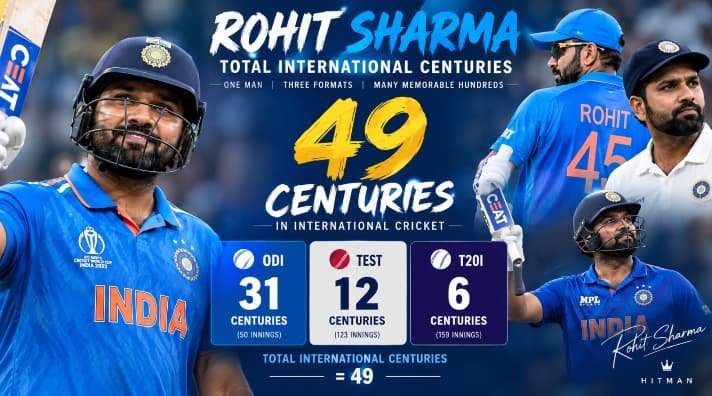 Rohit Sharma Total International Centuries